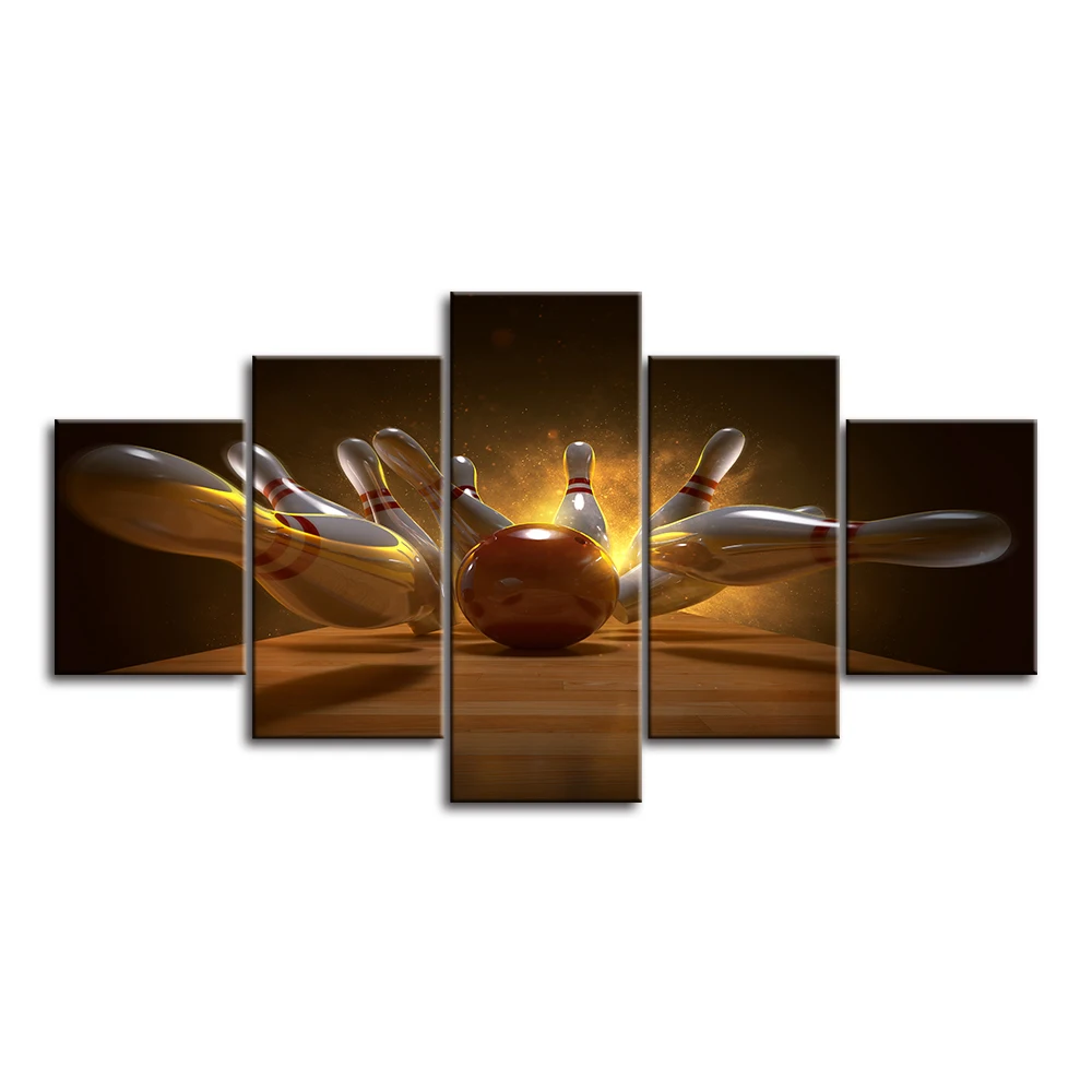 

Home Decoration Modern 5 Pieces Motion Modular Poster Bowling Pictures Wall Art Canvas Printed Painting Living Room Framework