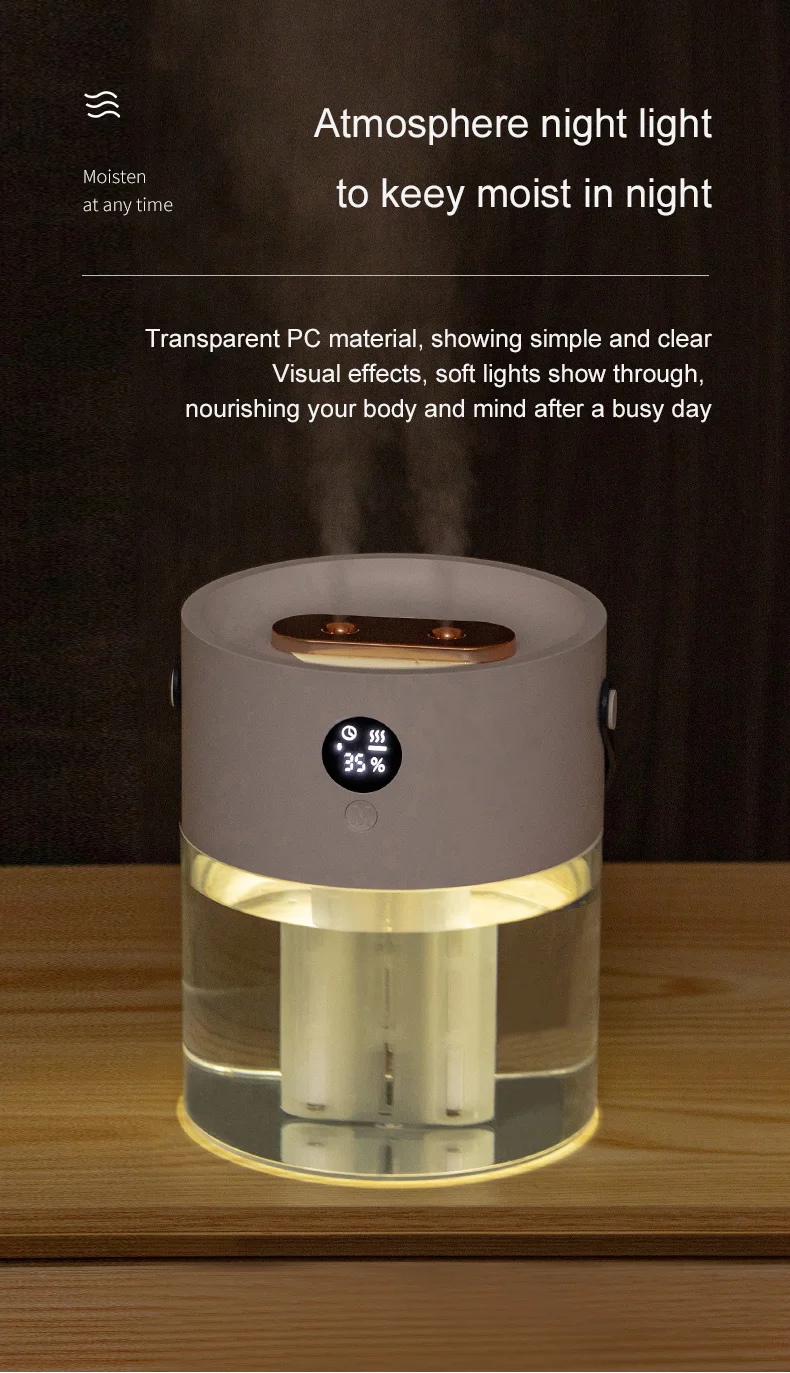 2l Top Fill Desk Humidifier Rechargeable Battery Nano Cool Mist Spray