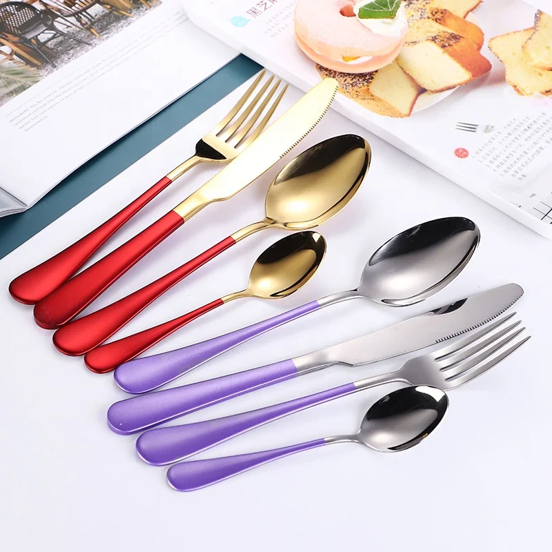 

Dinnerware Set Stainless Steel Tableware Luxury Cutlery Set Vintage Quality 4Pcs Knife Fork Dining Dinner Set Western Style