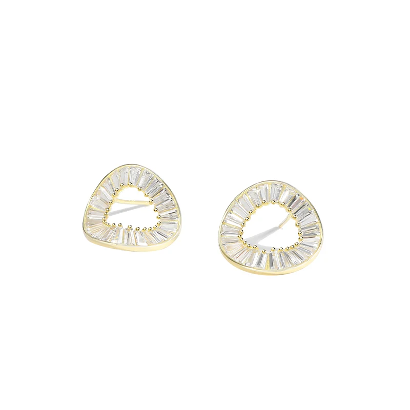 

Stock Wholesale 18K Gold Plated Earrings Geometric Jewelry 925 Silver Zircon Circle Stud Earrings