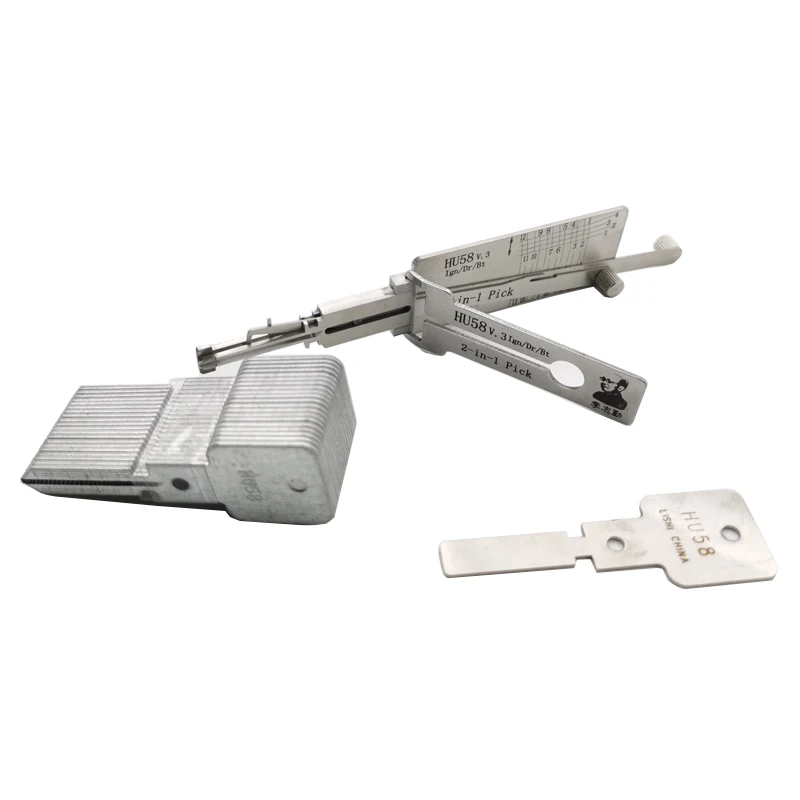 

100% original Lishi hu58 2 in 1 Car Door Lock Pick Decoder Unlock Tool, Silver
