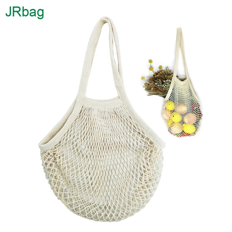 

BSCI Audit Factory Eco Friendly Natural Organic Cotton String Mesh Shopping Tote Net Bag, Natural beige