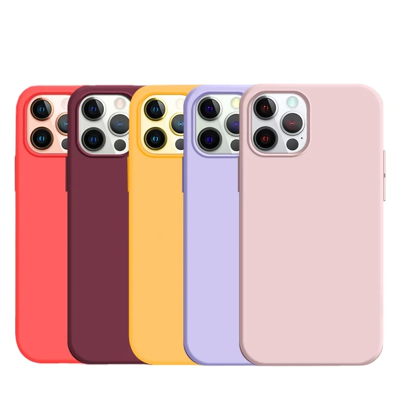 

mobile phone case waterproof shockproof liquid silicone phone case for iphone 11 12 13 pro max, 13 colors