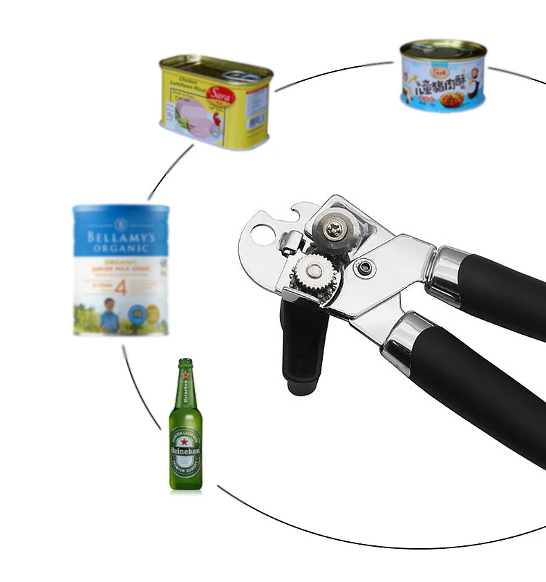 

kitchen accessories Stainless Steel Blades Ergonomic Grip Soft Edge Manual beer Can Opener With Large Turn Knob