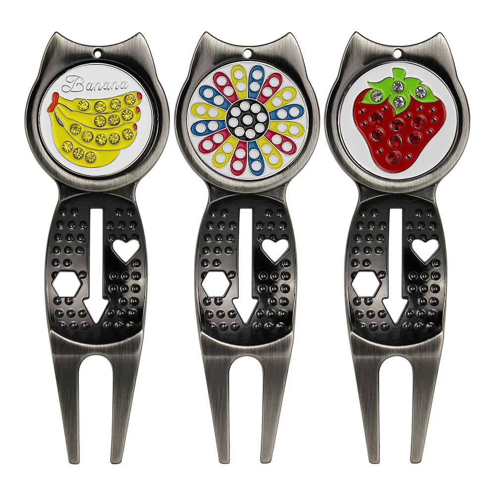 

Automatic Golf Divot Tool with Ball Markers Wholesale Golf Pitchfork Equipment for Entertainment