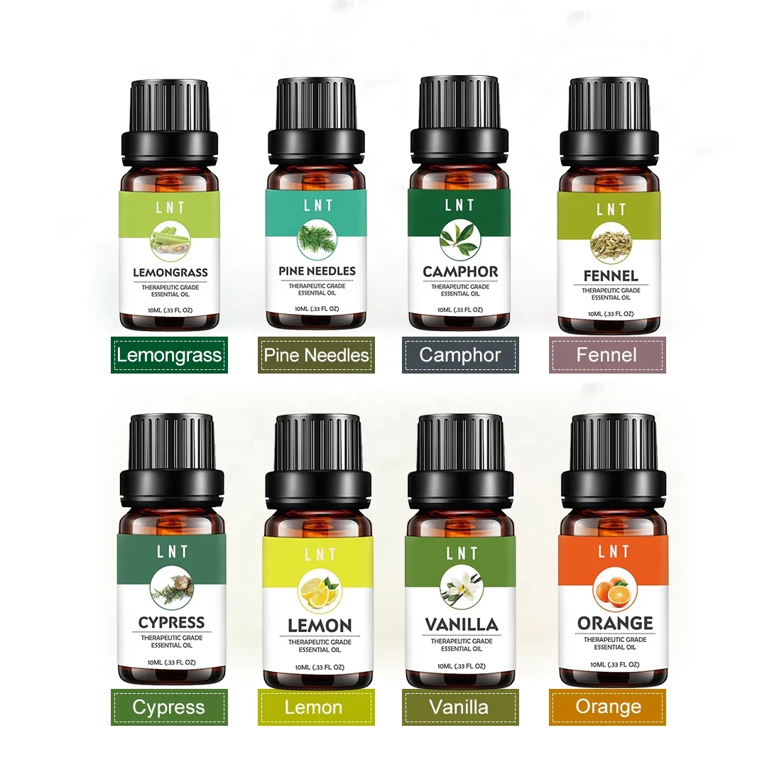 

Therapeutic Pure Essential Oil Lemongrass Pine Needles Camphor Fennel Cypress Lemon Vanilla Orange Aromatherapy Essential Oil, Light yellow