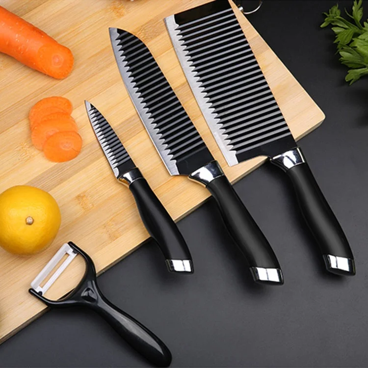 

amazon choice 4pcs Stainless Steel Kitchen Knives Set Chef Knife Slicing Meat Cleaver Fruit Knife Ceramic Peeler