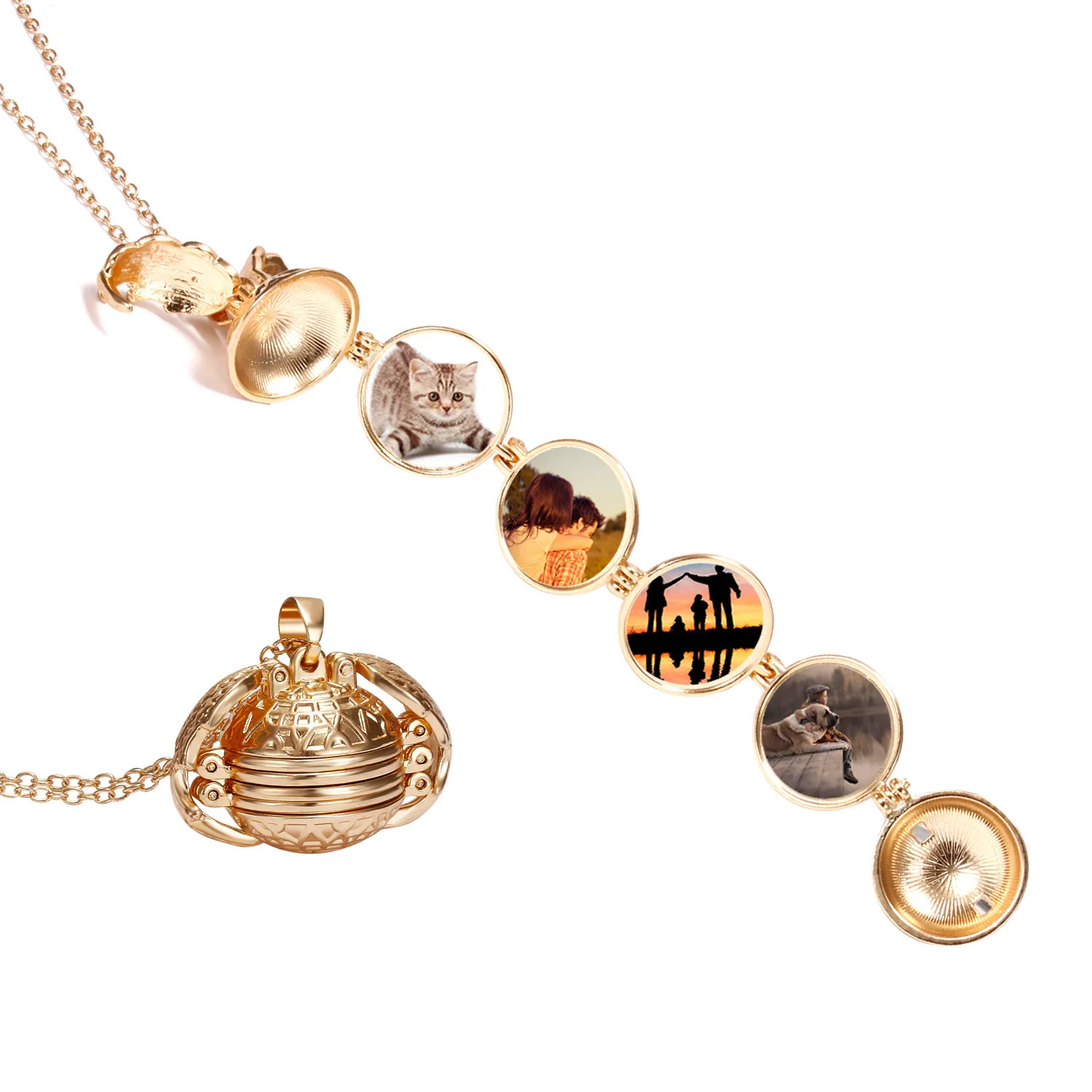 

Factory outlet Angel wings can open multilayer DIY women charm necklace picture pendant necklaces