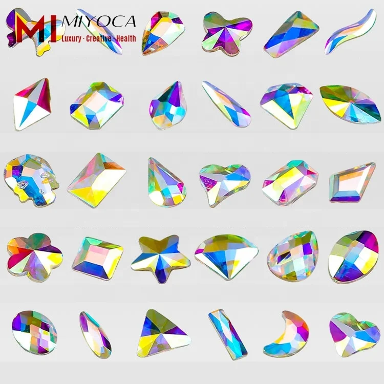 

MIYOCA AB Crystal Flatback Rhinestones Mixed Size and Shapes 3D Nail Art Rhinestones Glass Charms Stones for DIY Nail Decoration