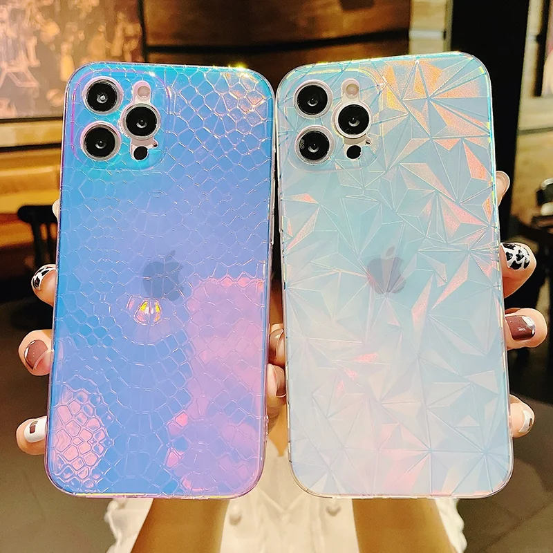 

3d design full camera cover soft tpu mobile cover gradient phone case for iphone 12 pro max, 4 colors