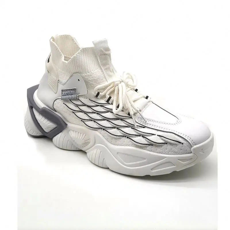 

Fashion Trend Anti-slip Breathable Mens Casual Sneakers Sports High Fashion Latest Sport Shoes For Men, White/grey,white/red