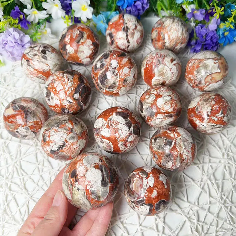 Mushroom Agate Crystal Sphere Bulk Natural Money Agate Crystal Healing Stones Polished Crystal Ball Ornament for Gifts