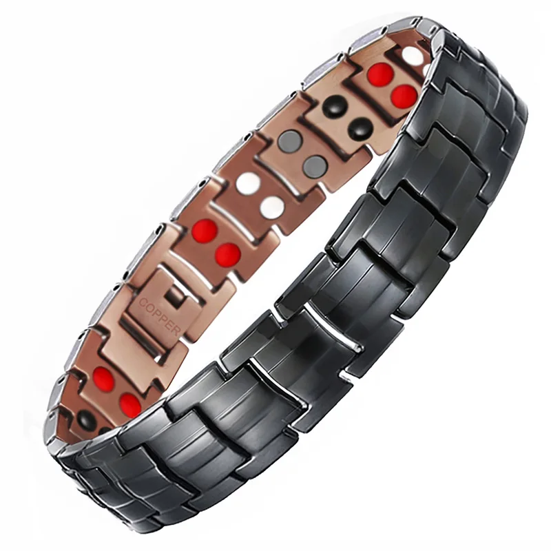 

2020 New Arrival Rose Copper Fashion Healthy Bio Energy Magnetic Therapy Bracelet Bangle for Men Gift