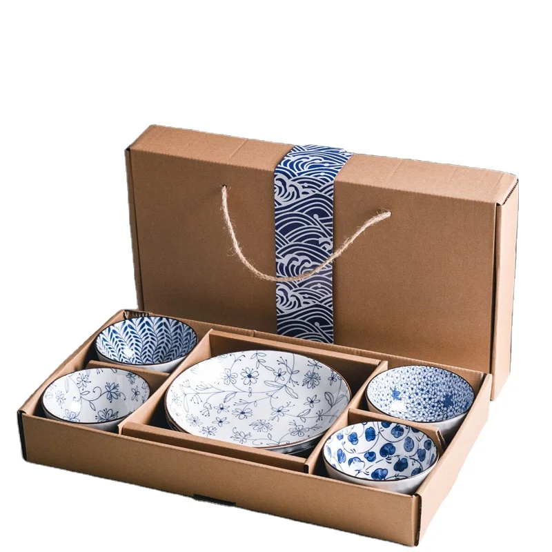 

Mfashion Japanese dinnerware set steak plate hand painted tableware ceramic dinner bowl plate with gift box
