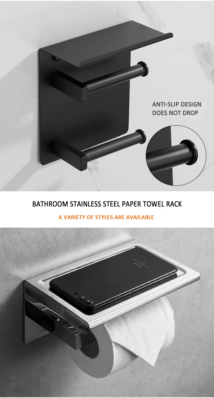 Bathroom Metal Black Multi Hanging Tissue Towel Holder Double Roll Toilet Paper Dispenser