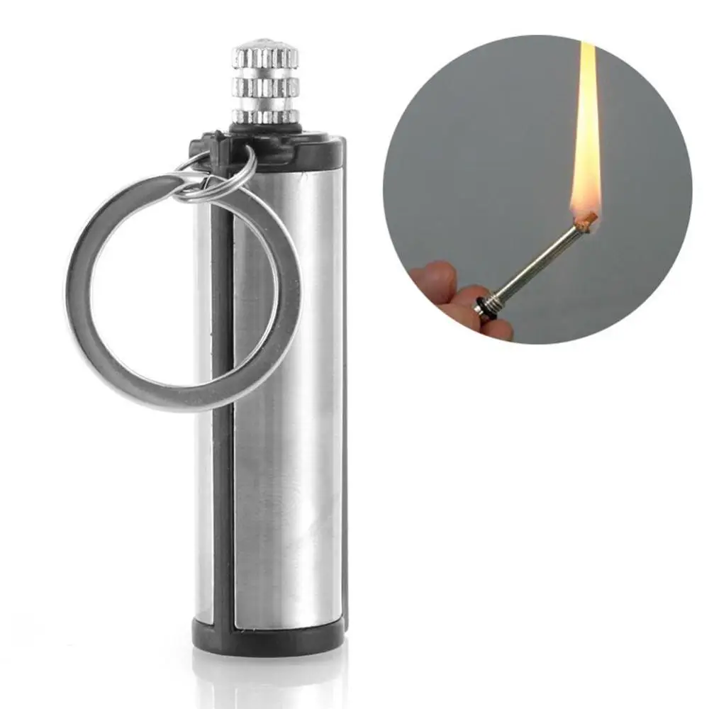 

Flint Portable Keychain Fire Starter Stainless Steel Outdoor Camping Hiking Emergency Survival Tool cylindrical matches