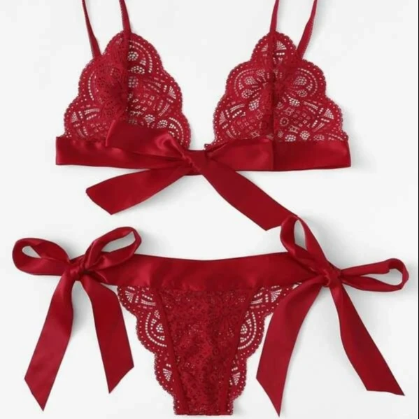 

Y10330U Sexy Lace Lingerie Plus Size Panties Bra 2piece Set Women High Quality Mesh Sheer See through Underwear with Ribbon Bow