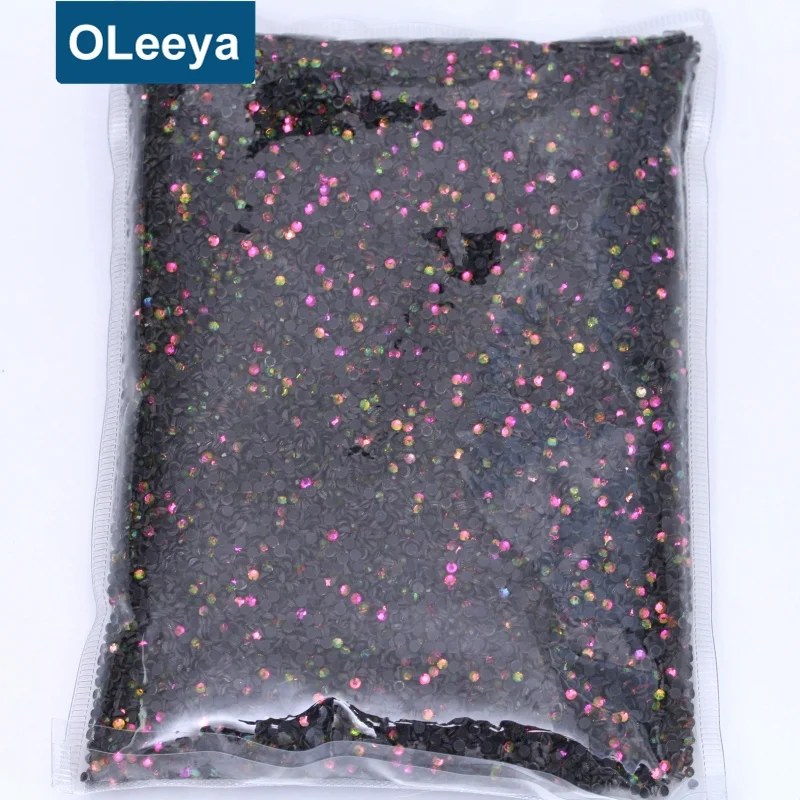 Oleeya factory wholesale bottom price 50 colors large package ss20 rainbow color DMC hot fix rhinestones for garment motif