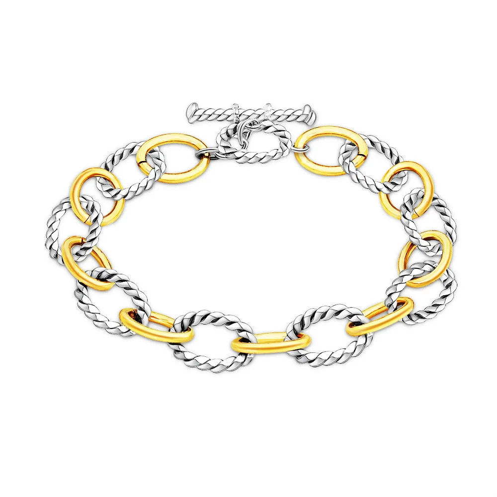 

European And American Fashion Two-Color Splicing Chain Hand Jewelry Geometric Twist Bracelet Women