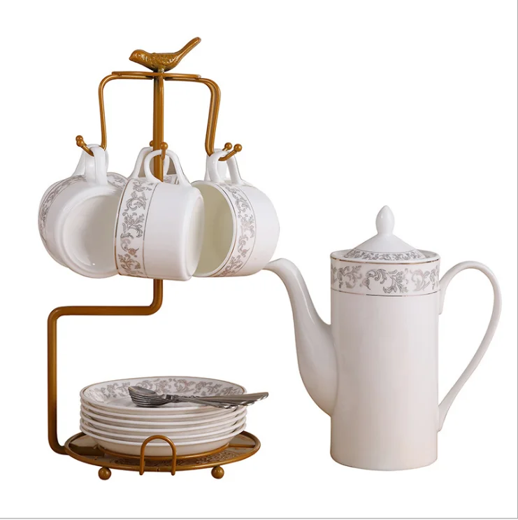 

European style flower teapot flower tea set flower teacup glass pot heat-resistant candle heating set afternoon tea set