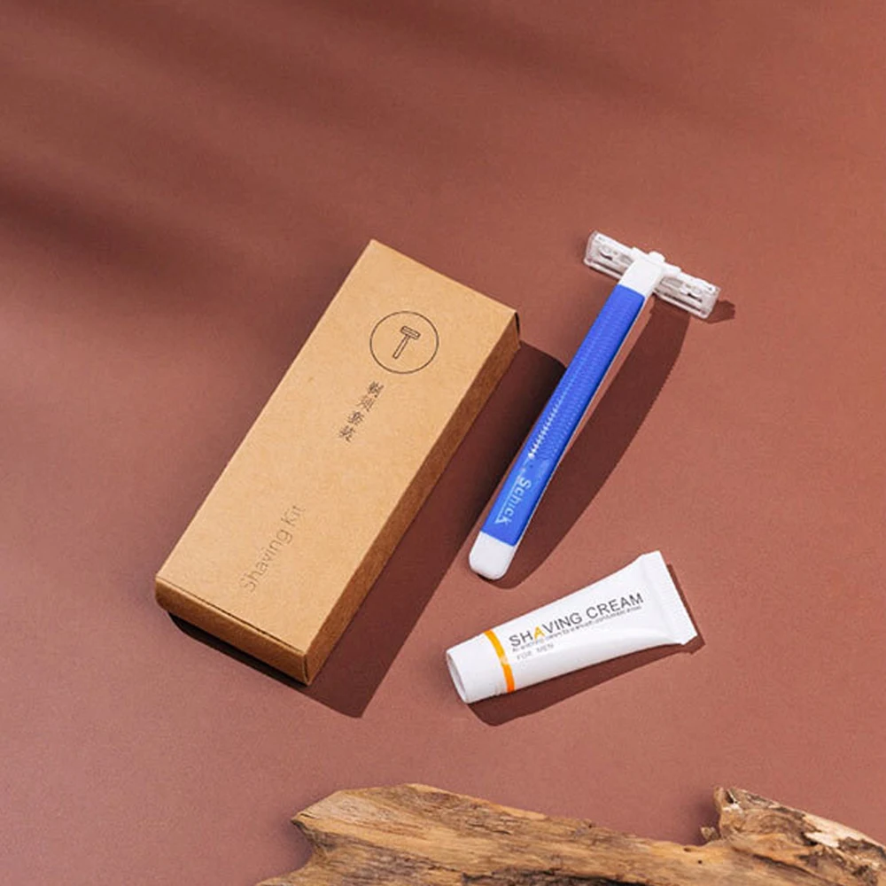 
Hotel Supplies Custom Wooden Bamboo Comb Shaver Biodegradable Toothbrush Kit 