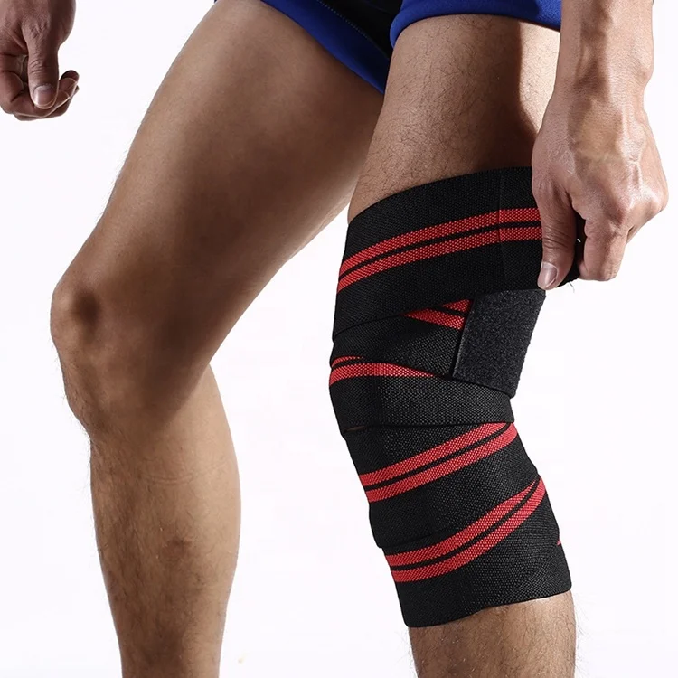 

Sports winding strong elastic self-adhesive bandage knee protector X-1194, Black- red
