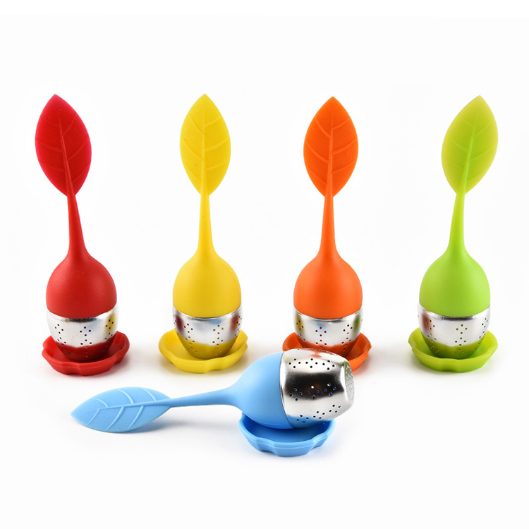 

Sedex factory Good quality leaf shape silicone tea infuser,stainless steel tea strainer