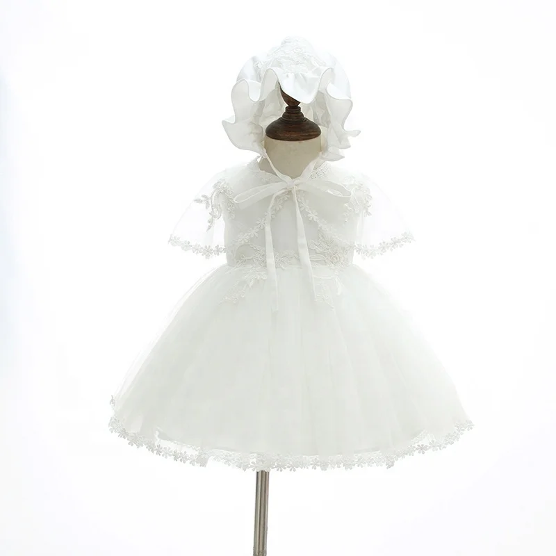 

High Quality Elegant Baby Girls Princess Wedding Party Long Dresses Flower Christening Baptism Dress, As picture