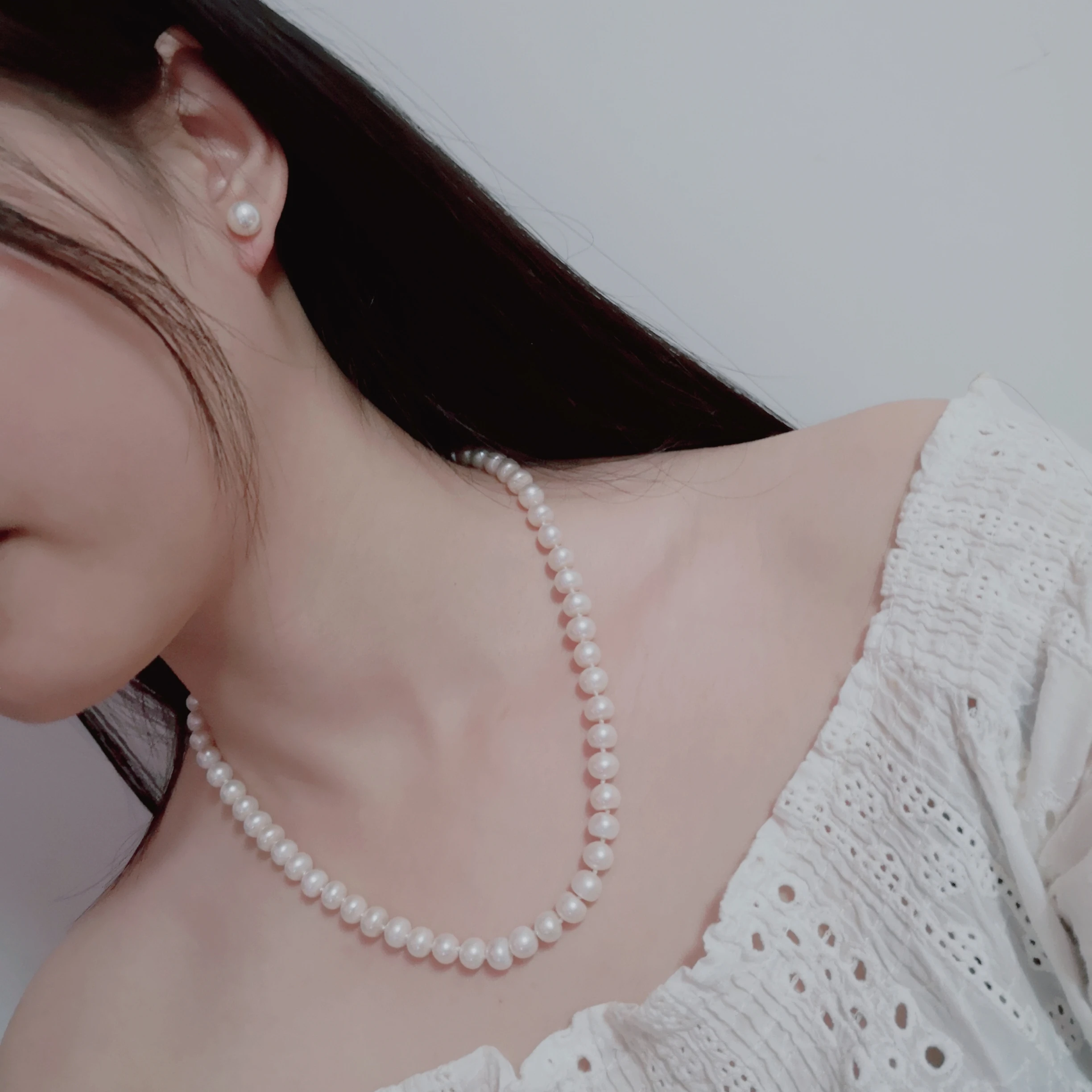 
2019 Wholesale Classic Real Freshwater Pearl Costume Bracelet Necklace Jewelry Set 