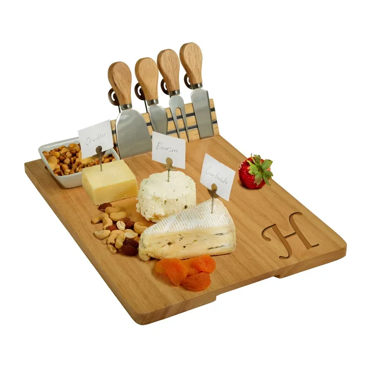 

Hot Sale Bamboo Products Large Restaurant Service Bamboo Cheese Cutting Board with Strong Magnetic Adsorption Tool