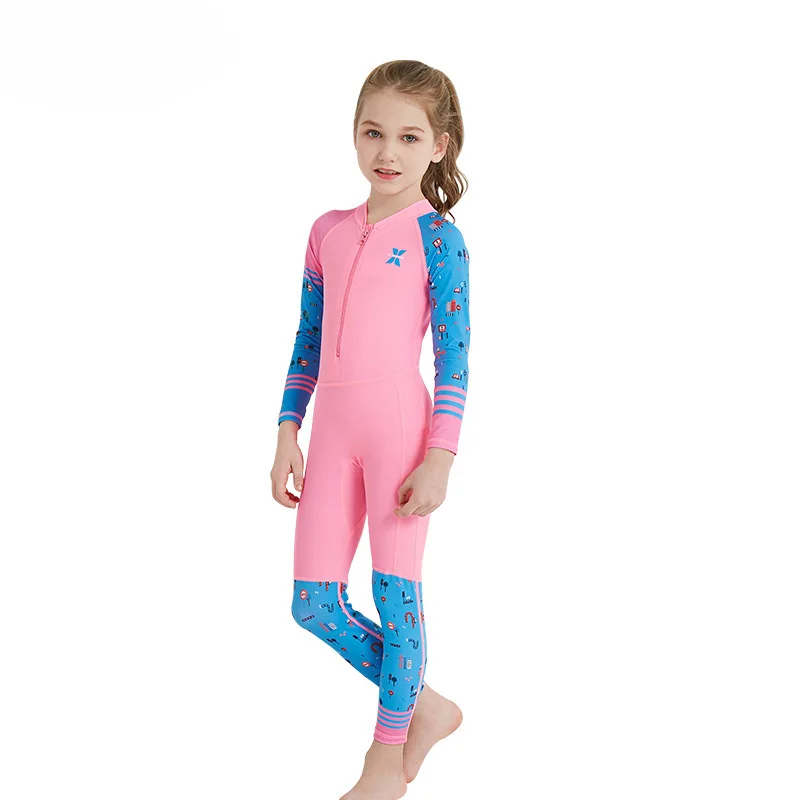 Full Body Kids Swimsuit One Piece Rash Guard Long Sleeve Wetsuit Skin ...