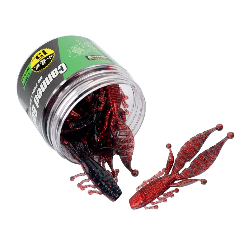 

15pcs bottled soft lure crayfish add salt and fishy smell 90mm/5.7g crayfish lure, 4 colors