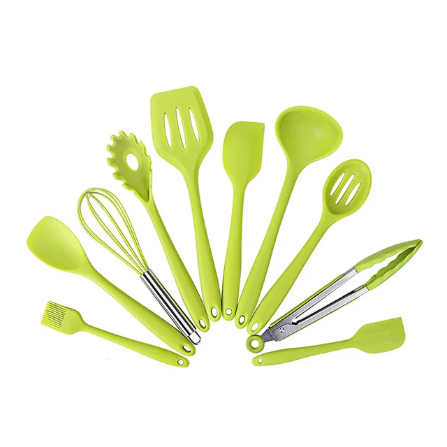 

Factory direct Wholesale 10pcs Red Black Kitchen Tools Silicon Cooking Utensils Set, Black, red