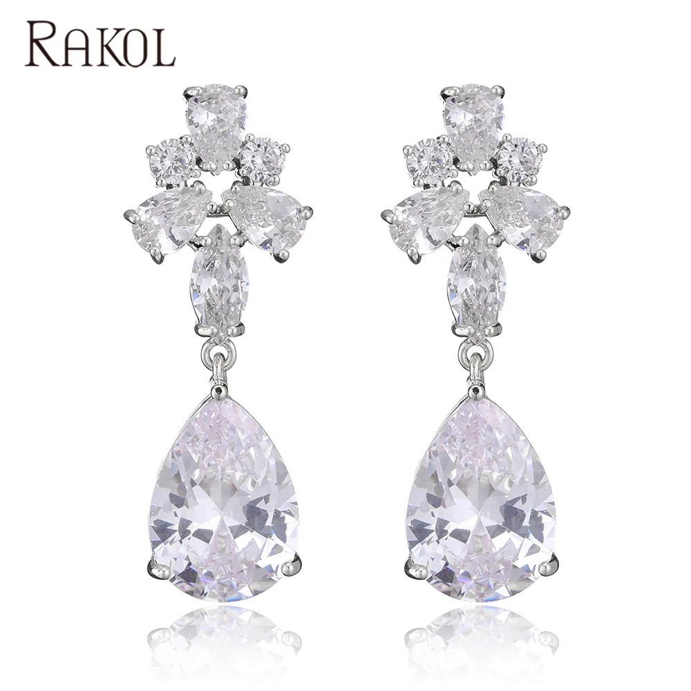 

Rakol EP5070 zirconia drop earrings women fashion statement earrings rhinestone wedding party prom, Picture shows