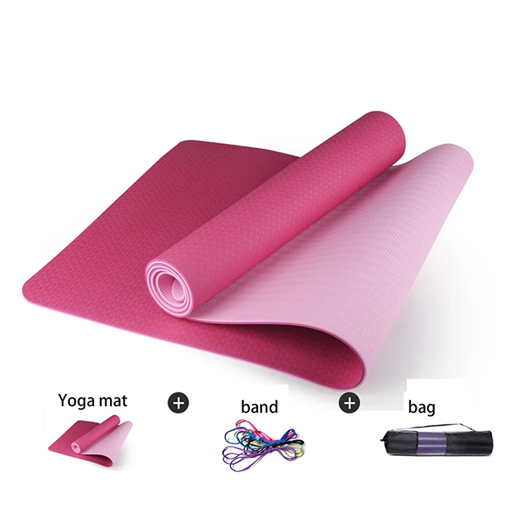 

unique Eco Friendly pilates Exercise double layer Gym Non-Slip Yoga Mat With Carrying Strap, Stock color or customized