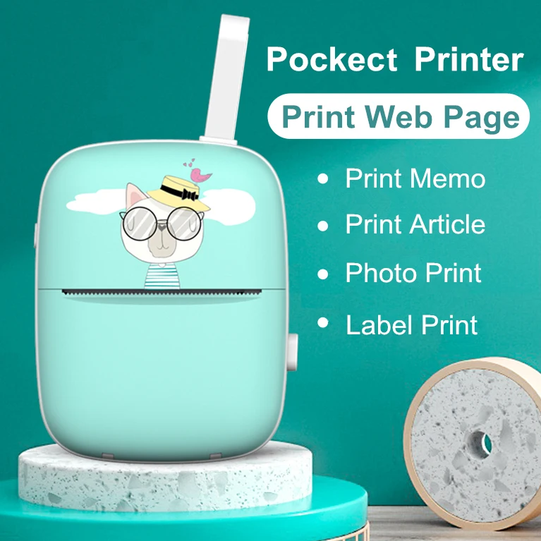 

Children digital HD Printer Portable Sticker Printer Kids Study Photo Office Label Thermal Mini Handheld Pocket Printer