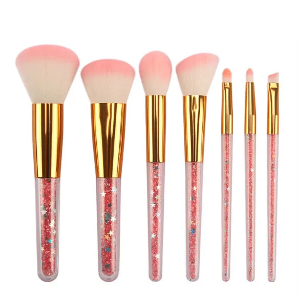

7pcs pink gold diamond handle powder makeup brushes set kabubin Rhinestone pink maquillaje make-up high end makeup tools