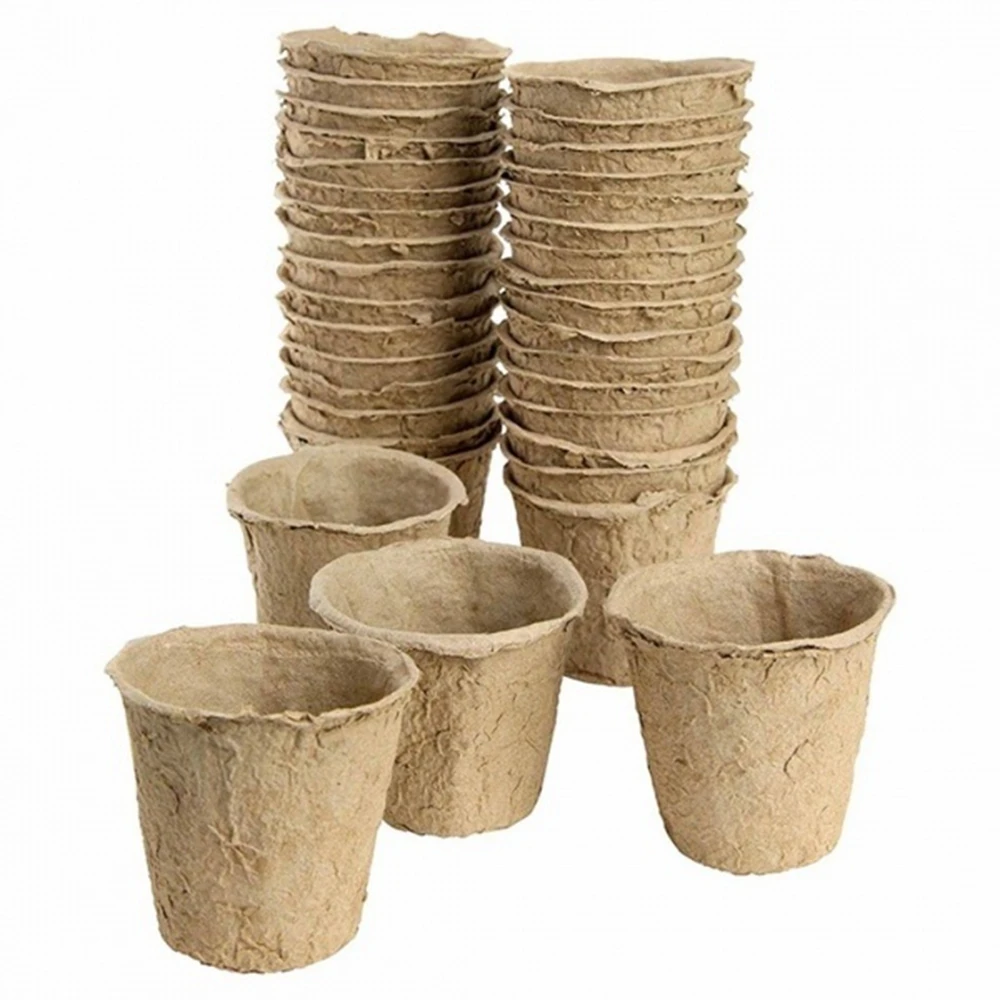 

100Pcs Nursery Pots Biodegradable Paper Pulp Peat Pot Plant Nursery Cup Tray Nursery Pot Flowers Grow Bag