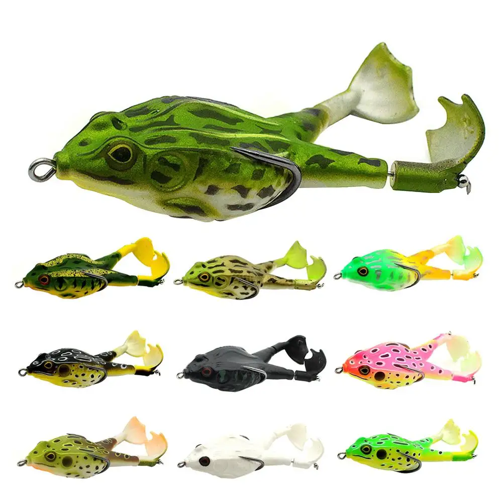 

Fishing Lures Kit Artificial Soft Ray Frog Topwater Fishing Crankbait Lures for Bass Snakehead Artificial Bait