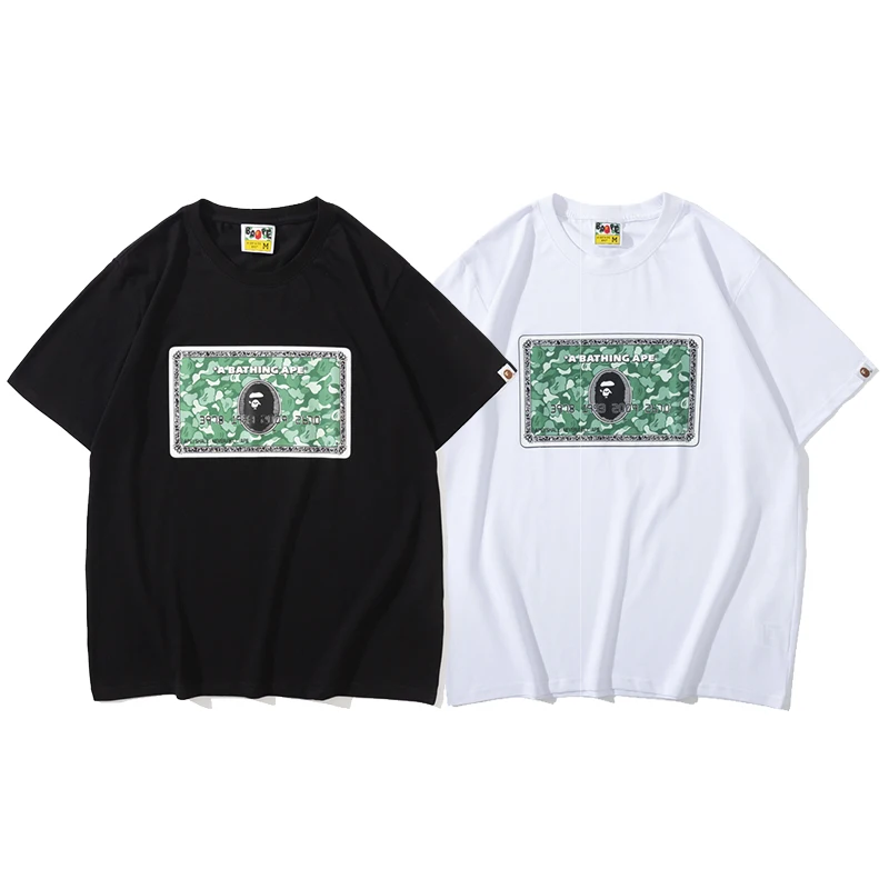 

2021 summer High Quality bape a bathing money ape Camouflage t shirt Wholesale T-shirt for men adult, White black