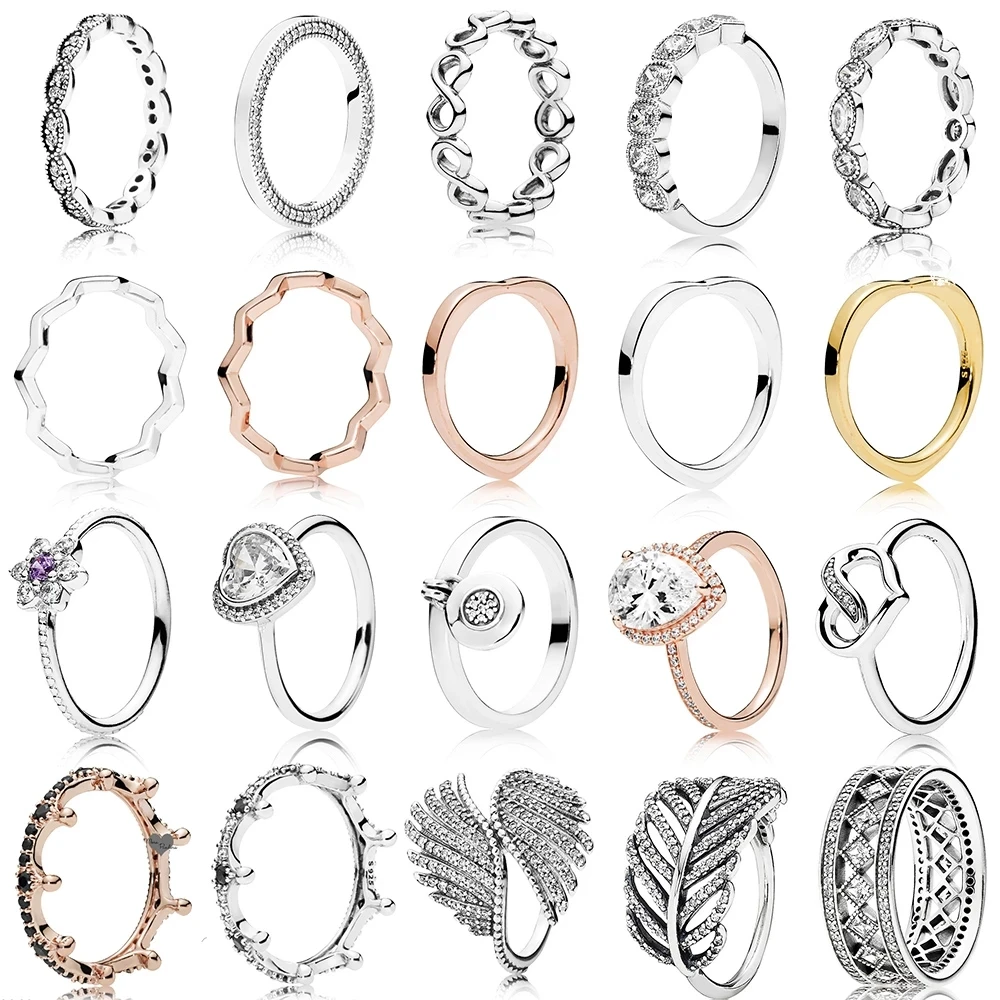 

NEW 100% 925 Sterling Silver Rose Gold Radiant Teardrop for Women European Original Brand Engagement Ring Fashion Jewelry Gift