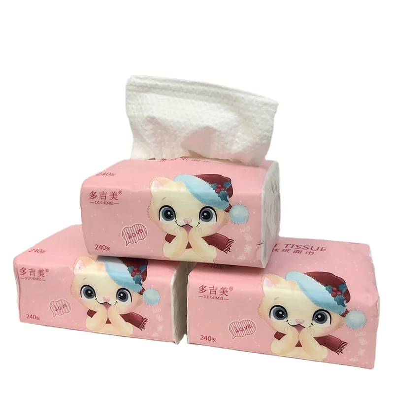 

Organic Printed Plastic Bag Facial Tissue Papel higienico Cleaning Paper Tissue, Natural white