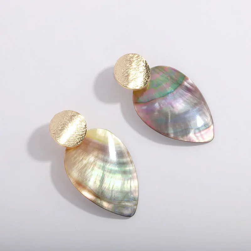 

Color Irregular Sea Shell Earrings with Gold Metal For Women Ocean Jewelry, As picture