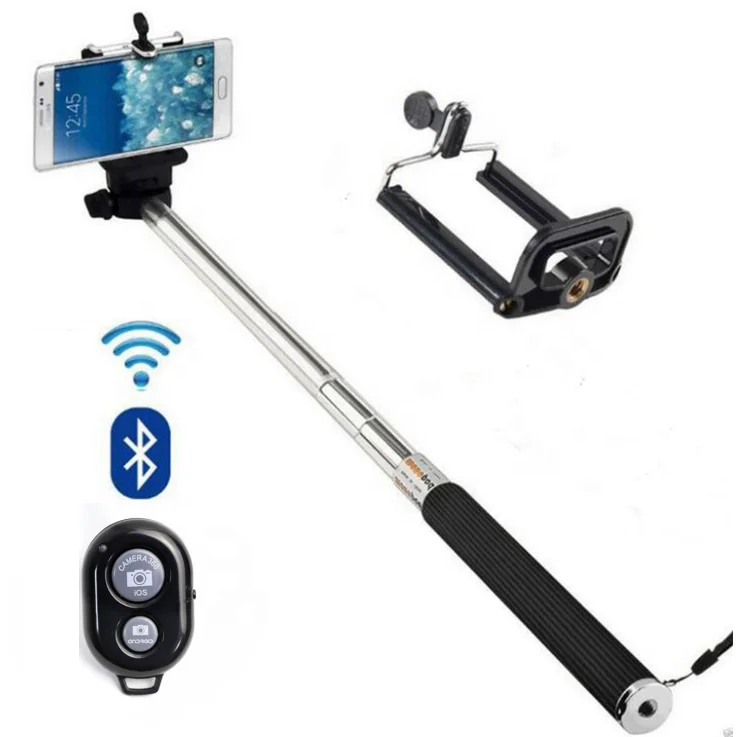 

Telescopic Monopod Selfie Stick Kit with 1/4 Thread Head Mount Blue Tooth Shutter Mobile Phone Holder for Actions Camera, Black, red, blue, white (handle)