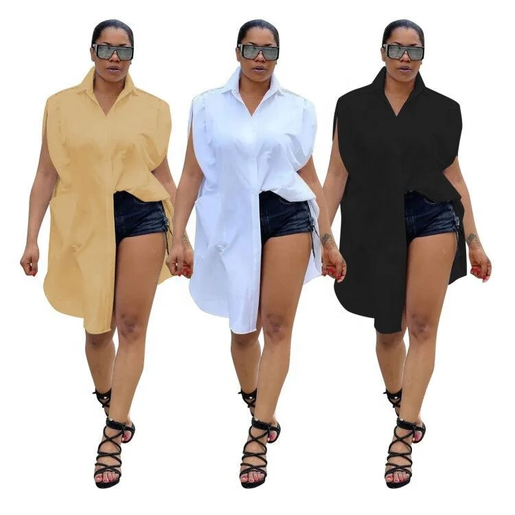 

MT38-6634 Fashion Long Oversized Top 2021 Ladies Casual Sleeveless Top and Ladies Top Plus size women clothing