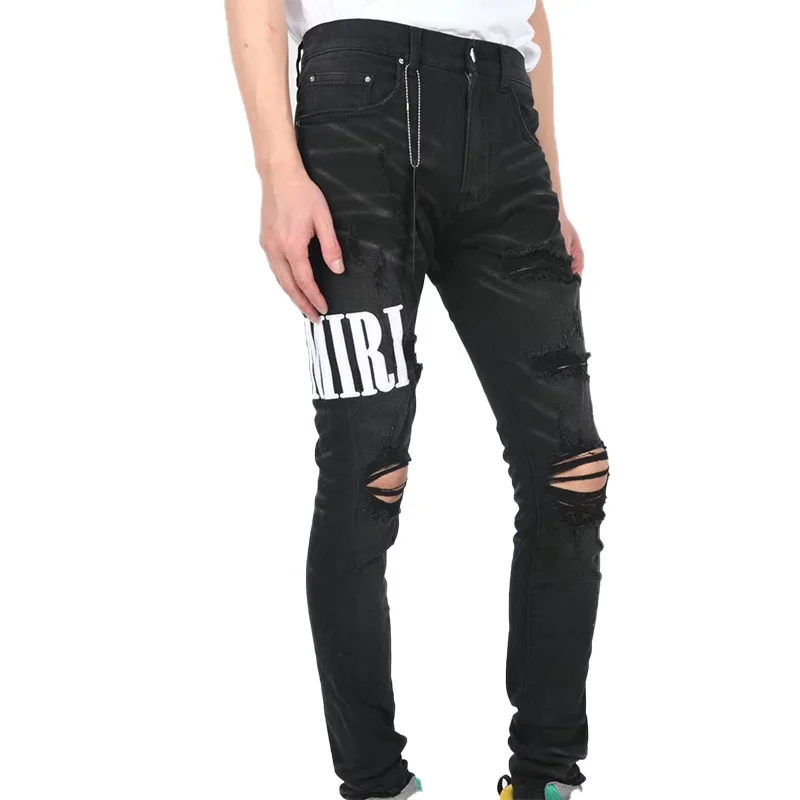 

2021 new custom denim woman men black jeans