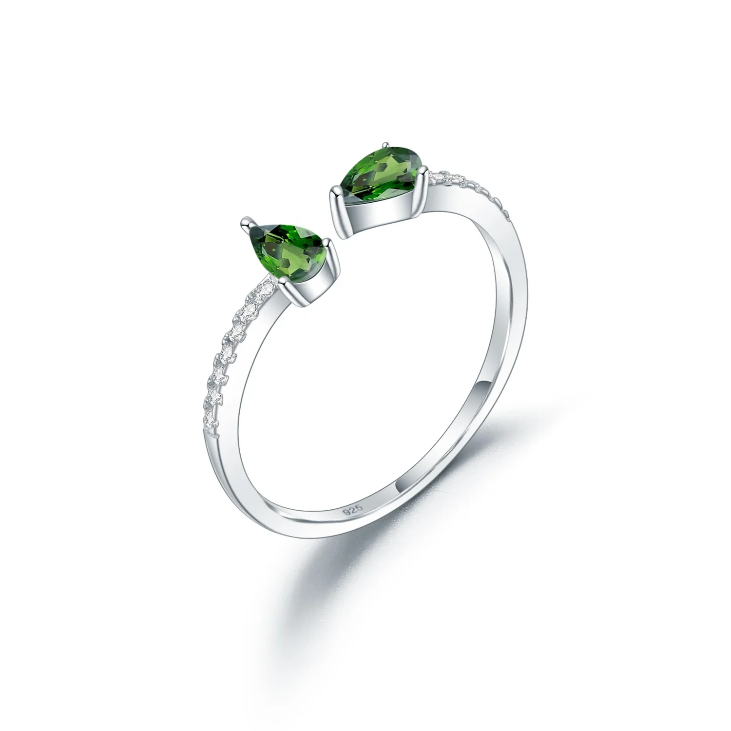 

Abiding Natural Chrome Diopside Stone Fashion Bridal 925 Sterling Silver Open Jewelry Rings Women For Wedding