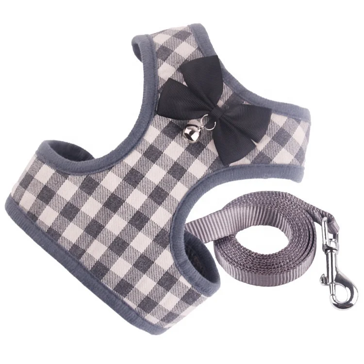 

Private Label Seatbelt Girl Dog Harness Leash Pet Bowknot Bell Harness Cat Vest Harness With Leash Set, As picture