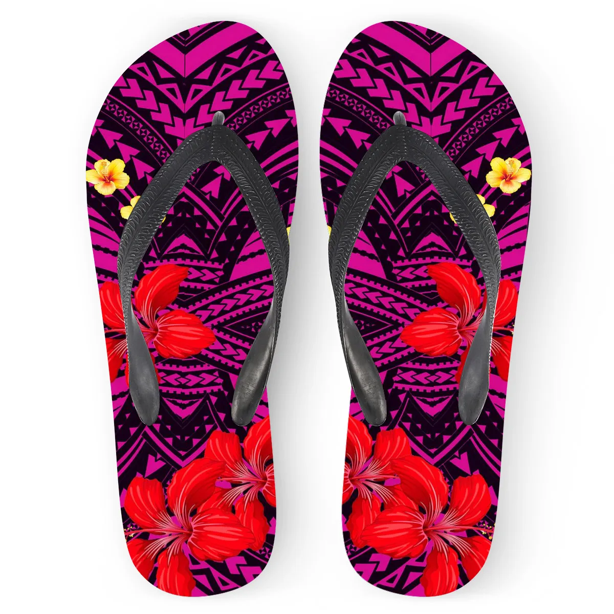 

Hot Sale Polynesian Hawaiia Samoan Plumeria Printed Platform Flip Flop Unisex Casual Slippers custom Flip Flop Rubber For women, Customized color