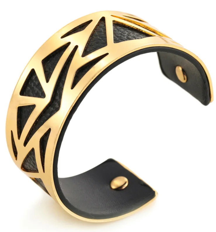 

Fashion bangle bracelet Leather bracelet Wide Metal Hollow Open Bracelets For Women Bangles, Picture